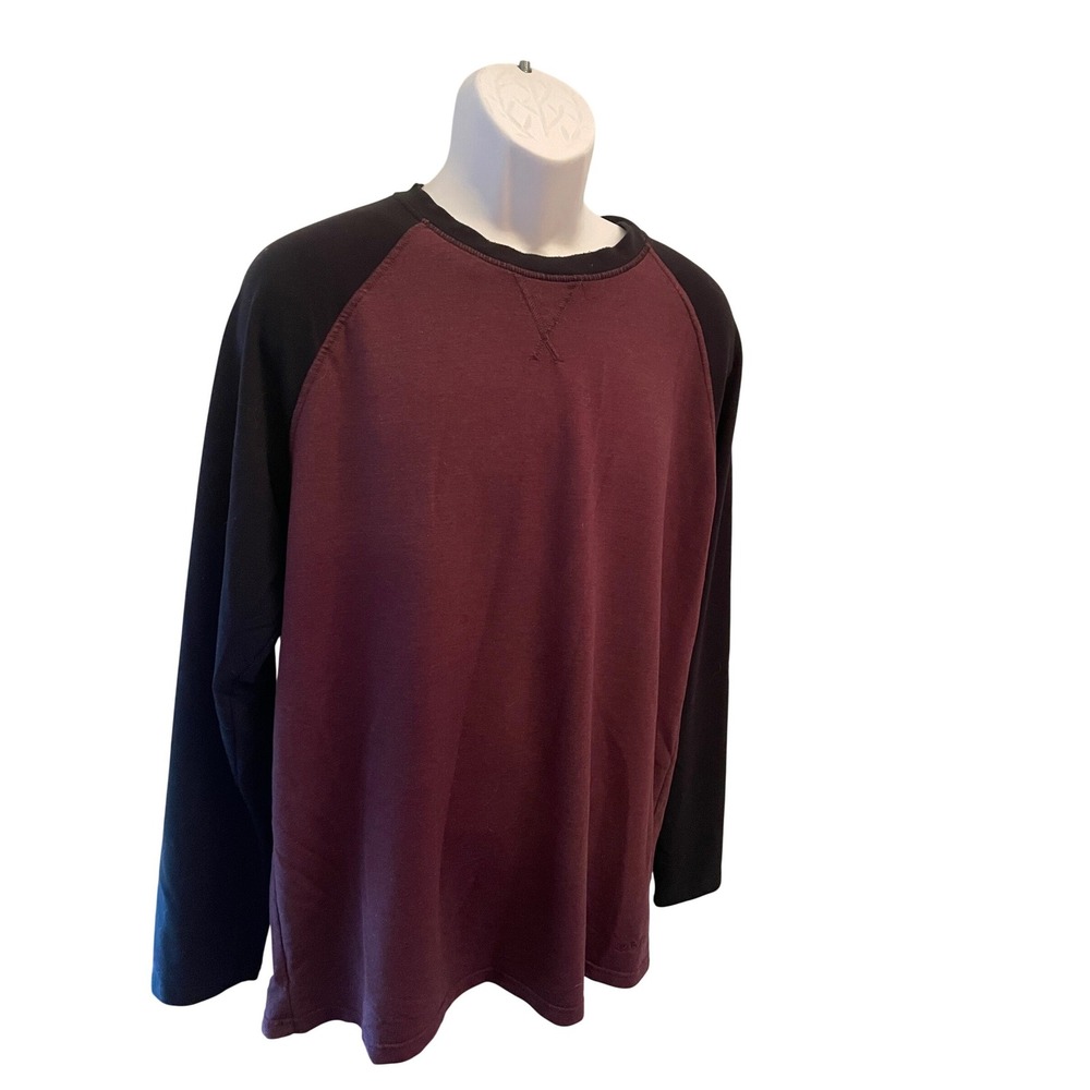 Orvis Classic Collection Mens Large Raglan‎ Long Sleeve Shirt Burgundy Black L